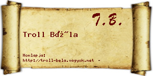 Troll Béla névjegykártya